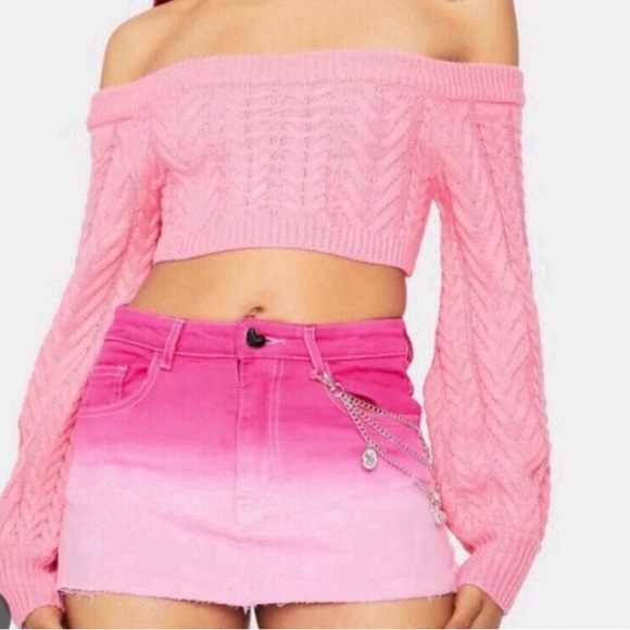 RARE knit off the shoulder cropped sweater - Picture 1 of 5